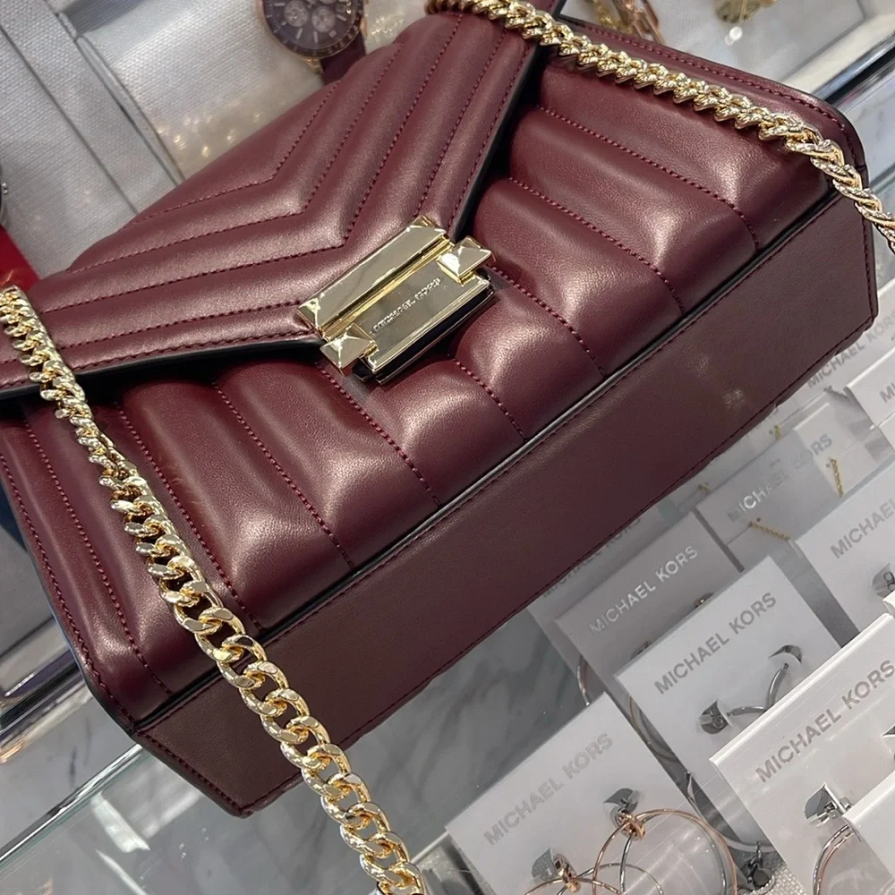 Michael Kors Burgundy Quilted Shoulder Bag - Picture 14 of 16